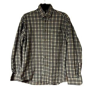 Marshall Fields Vtg Heavyweight Flannel Shirt Brown Plaid‎ Mens Medium Cotton